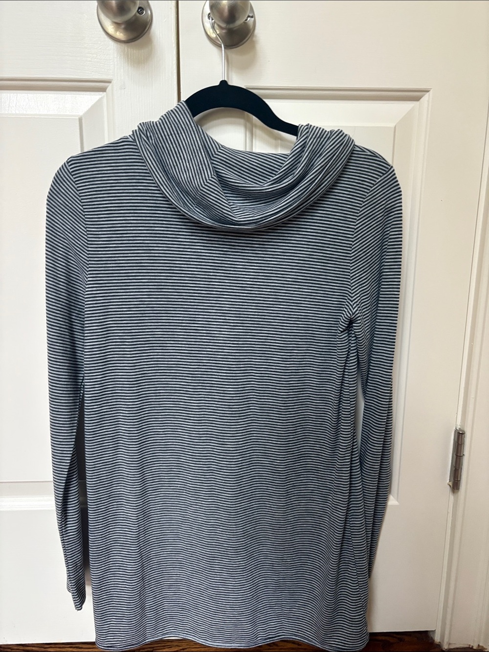 LOFT Black & White Striped Cowl Neck Long Sleeve Top - Picture 2 of 3